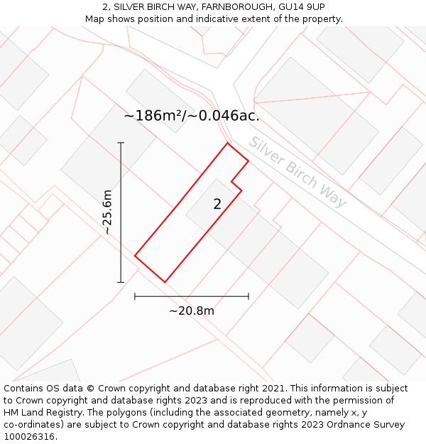2, SILVER BIRCH WAY, FARNBOROUGH, GU14 9UP: Plot and title map
