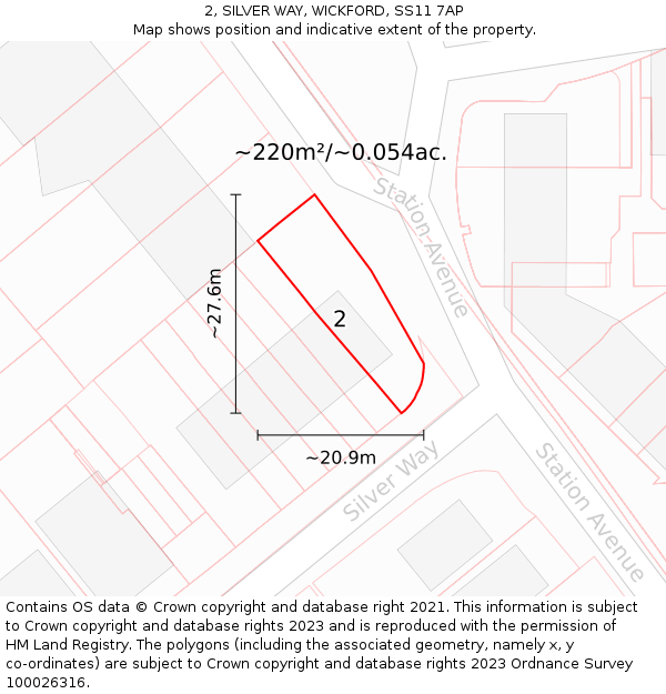 2, SILVER WAY, WICKFORD, SS11 7AP: Plot and title map