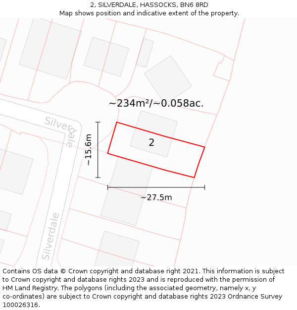 2, SILVERDALE, HASSOCKS, BN6 8RD: Plot and title map