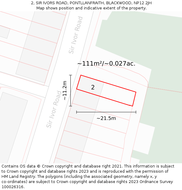 2, SIR IVORS ROAD, PONTLLANFRAITH, BLACKWOOD, NP12 2JH: Plot and title map