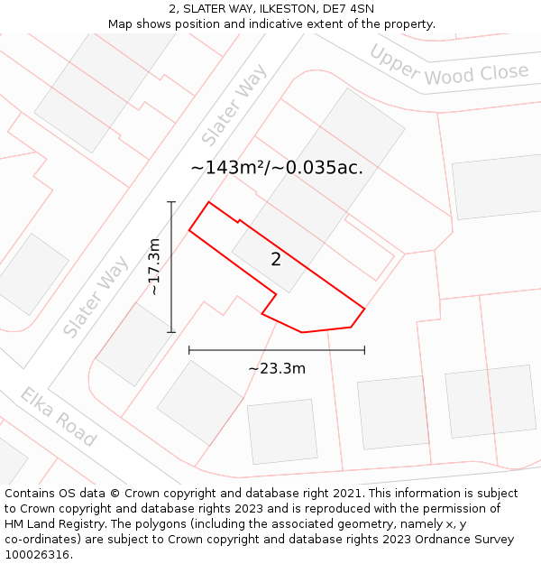 2, SLATER WAY, ILKESTON, DE7 4SN: Plot and title map