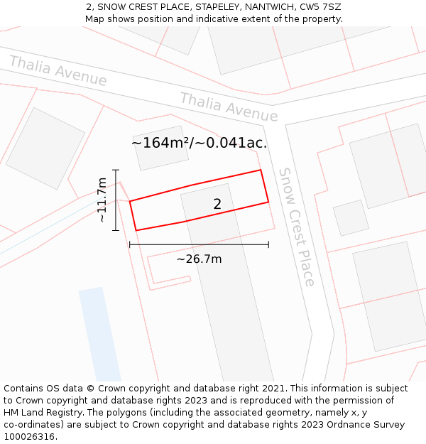 2, SNOW CREST PLACE, STAPELEY, NANTWICH, CW5 7SZ: Plot and title map