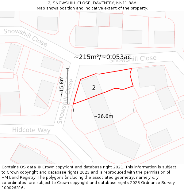 2, SNOWSHILL CLOSE, DAVENTRY, NN11 8AA: Plot and title map