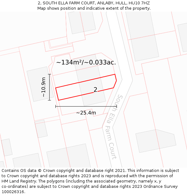 2, SOUTH ELLA FARM COURT, ANLABY, HULL, HU10 7HZ: Plot and title map