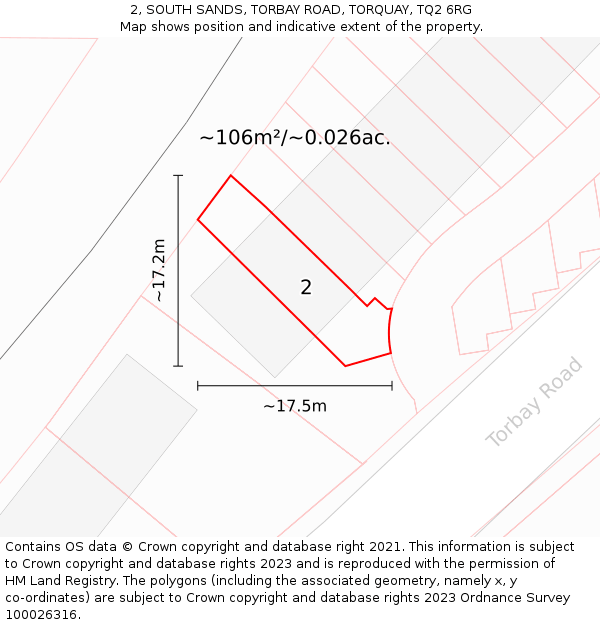2, SOUTH SANDS, TORBAY ROAD, TORQUAY, TQ2 6RG: Plot and title map