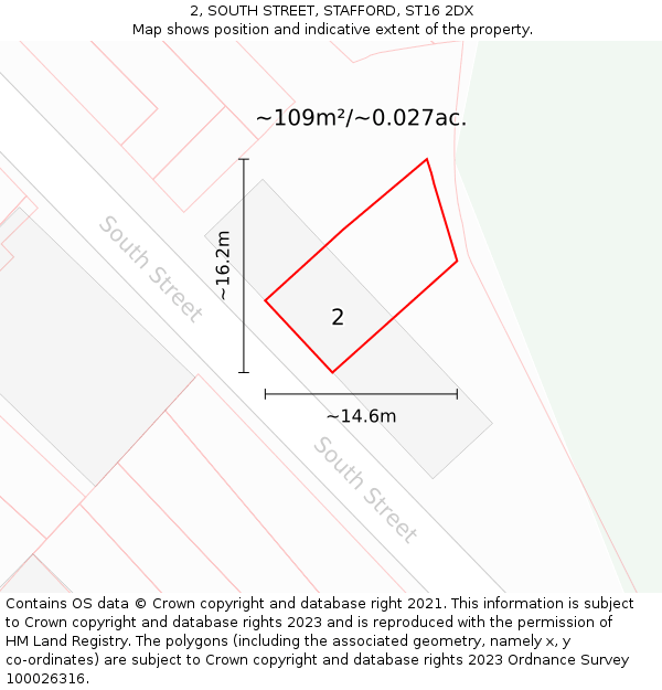 2, SOUTH STREET, STAFFORD, ST16 2DX: Plot and title map