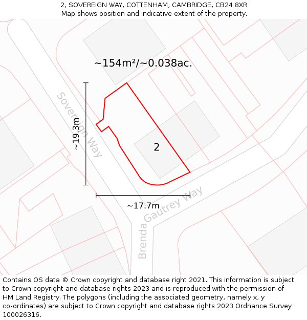 2, SOVEREIGN WAY, COTTENHAM, CAMBRIDGE, CB24 8XR: Plot and title map