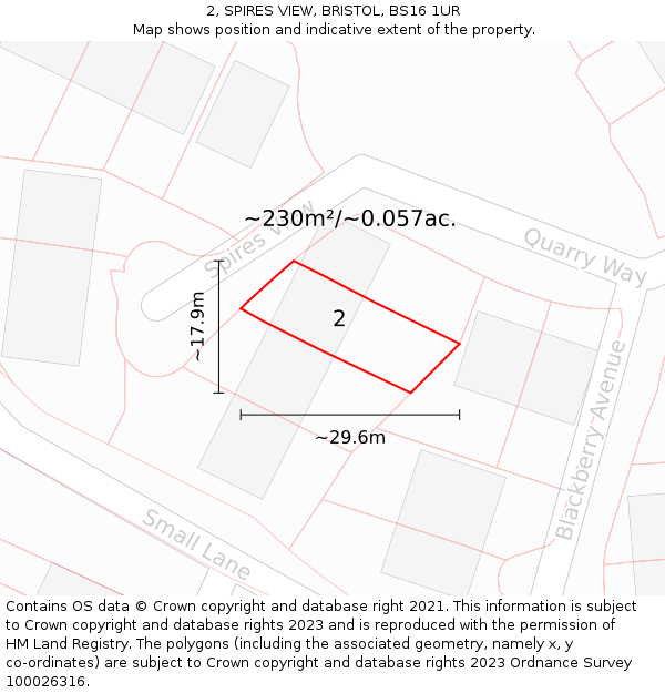 2, SPIRES VIEW, BRISTOL, BS16 1UR: Plot and title map