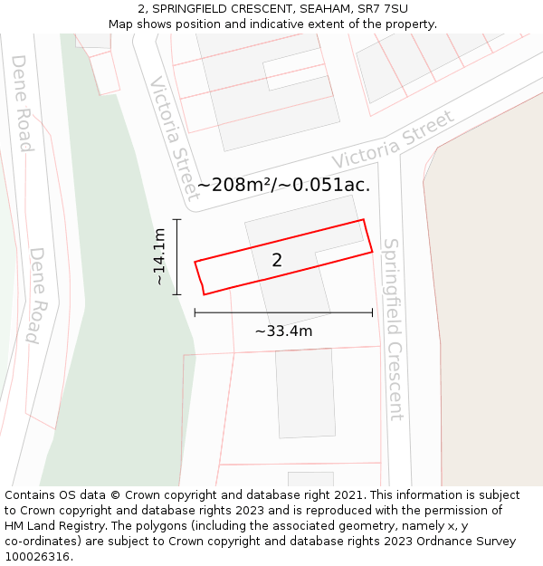 2, SPRINGFIELD CRESCENT, SEAHAM, SR7 7SU: Plot and title map