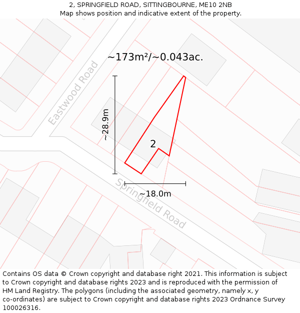 2, SPRINGFIELD ROAD, SITTINGBOURNE, ME10 2NB: Plot and title map