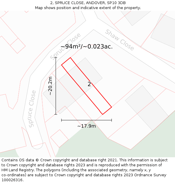 2, SPRUCE CLOSE, ANDOVER, SP10 3DB: Plot and title map