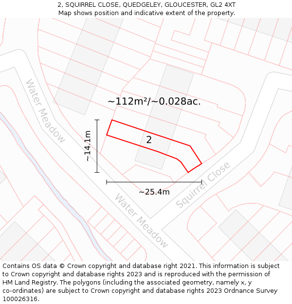 2, SQUIRREL CLOSE, QUEDGELEY, GLOUCESTER, GL2 4XT: Plot and title map