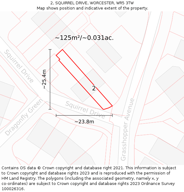 2, SQUIRREL DRIVE, WORCESTER, WR5 3TW: Plot and title map