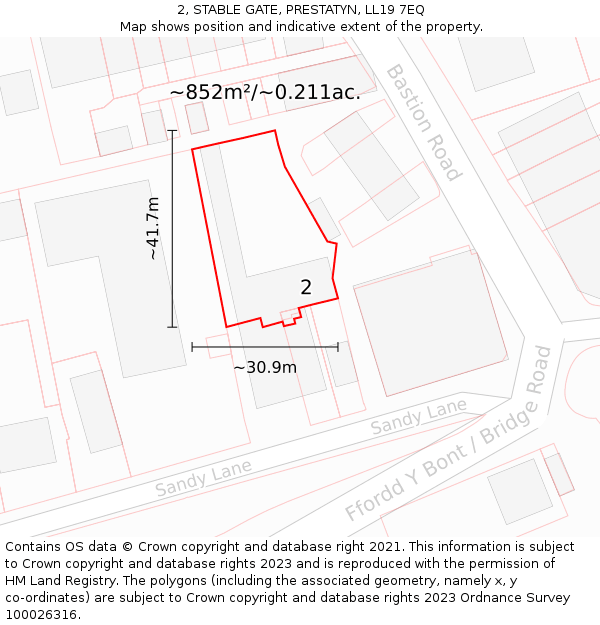 2, STABLE GATE, PRESTATYN, LL19 7EQ: Plot and title map