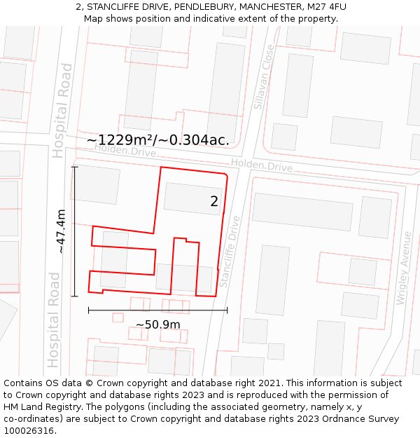 2, STANCLIFFE DRIVE, PENDLEBURY, MANCHESTER, M27 4FU: Plot and title map