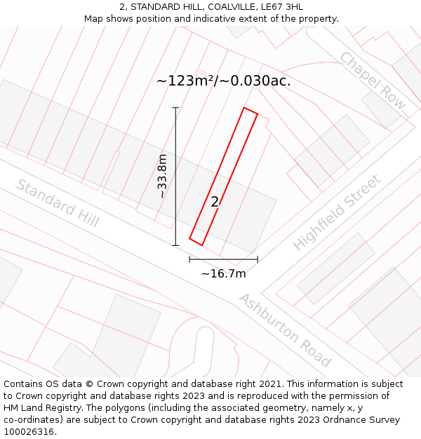 2, STANDARD HILL, COALVILLE, LE67 3HL: Plot and title map