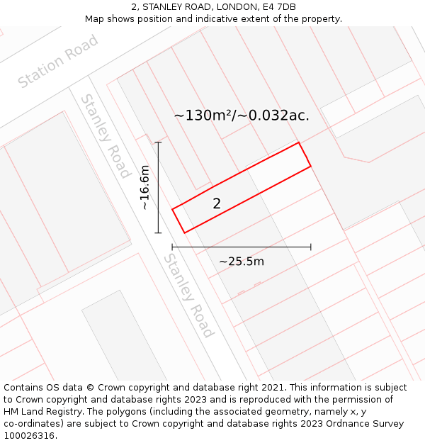 2, STANLEY ROAD, LONDON, E4 7DB: Plot and title map