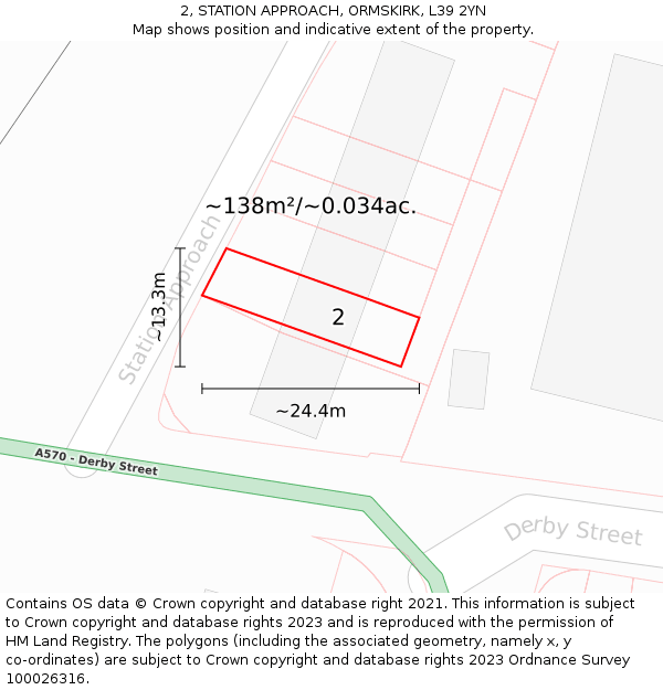 2, STATION APPROACH, ORMSKIRK, L39 2YN: Plot and title map