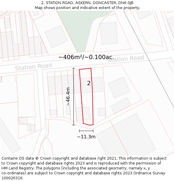 2, STATION ROAD, ASKERN, DONCASTER, DN6 0JB: Plot and title map