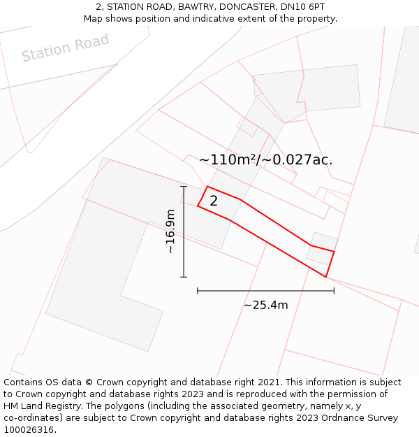2, STATION ROAD, BAWTRY, DONCASTER, DN10 6PT: Plot and title map