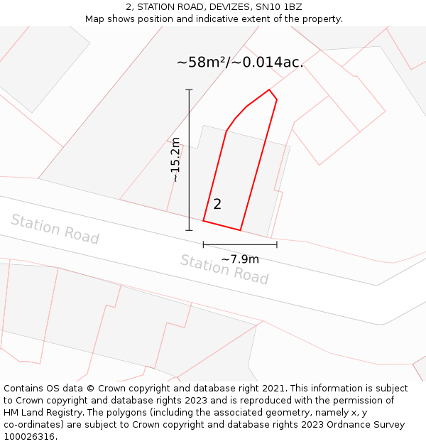 2, STATION ROAD, DEVIZES, SN10 1BZ: Plot and title map