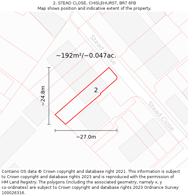 2, STEAD CLOSE, CHISLEHURST, BR7 6FB: Plot and title map