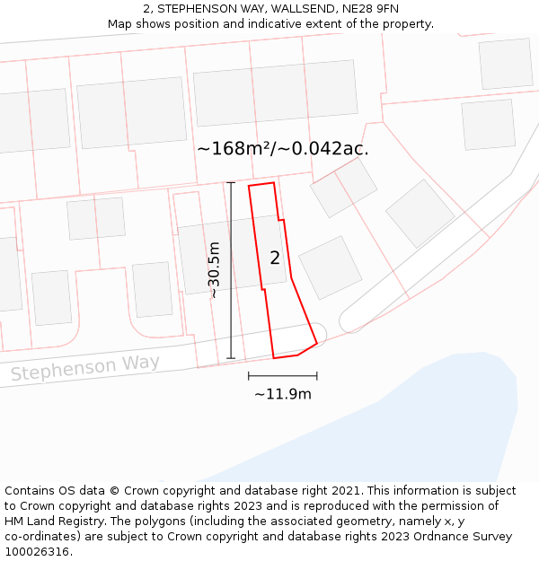 2, STEPHENSON WAY, WALLSEND, NE28 9FN: Plot and title map
