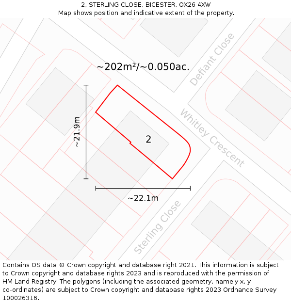 2, STERLING CLOSE, BICESTER, OX26 4XW: Plot and title map