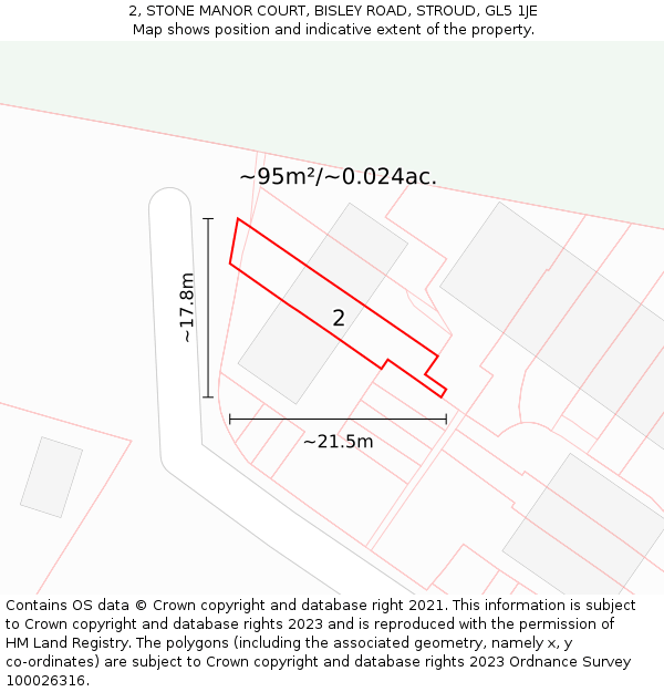 2, STONE MANOR COURT, BISLEY ROAD, STROUD, GL5 1JE: Plot and title map