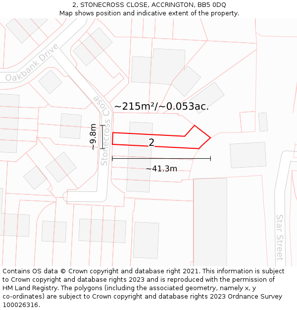 2, STONECROSS CLOSE, ACCRINGTON, BB5 0DQ: Plot and title map