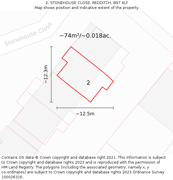2, STONEHOUSE CLOSE, REDDITCH, B97 4LF: Plot and title map