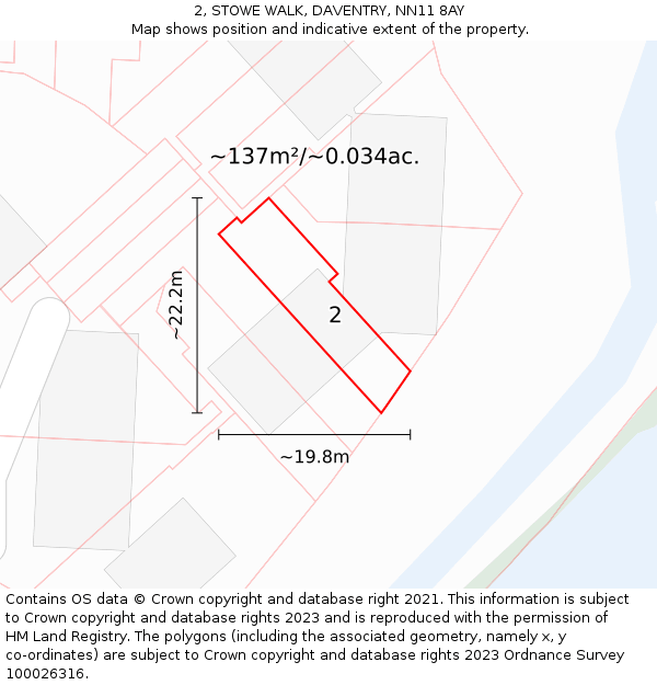 2, STOWE WALK, DAVENTRY, NN11 8AY: Plot and title map