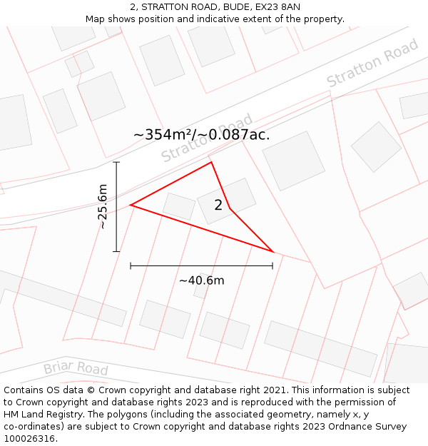 2, STRATTON ROAD, BUDE, EX23 8AN: Plot and title map