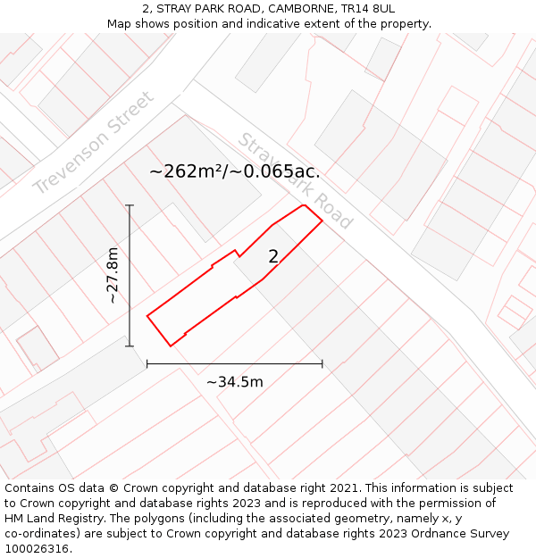 2, STRAY PARK ROAD, CAMBORNE, TR14 8UL: Plot and title map