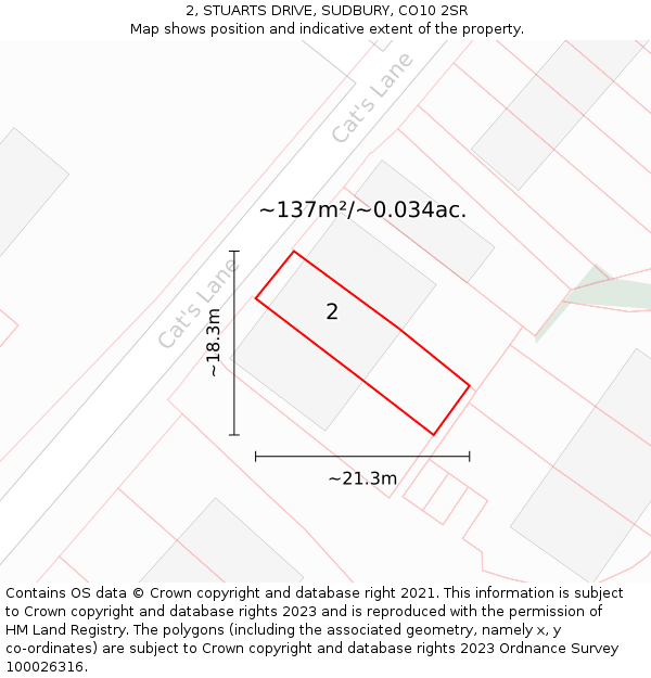2, STUARTS DRIVE, SUDBURY, CO10 2SR: Plot and title map