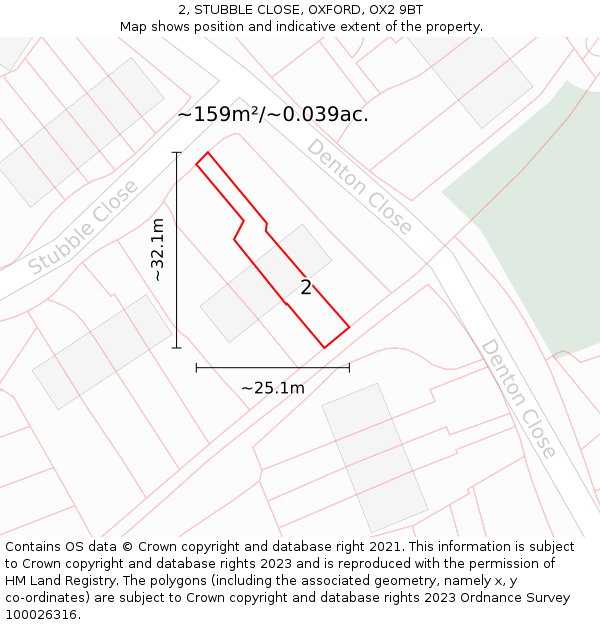 2, STUBBLE CLOSE, OXFORD, OX2 9BT: Plot and title map