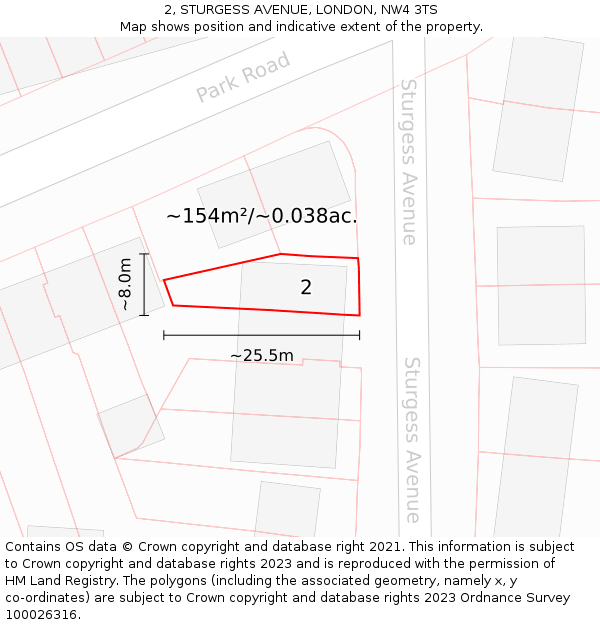 2, STURGESS AVENUE, LONDON, NW4 3TS: Plot and title map