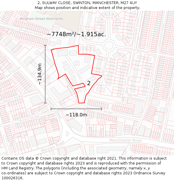 2, SULWAY CLOSE, SWINTON, MANCHESTER, M27 4UY: Plot and title map