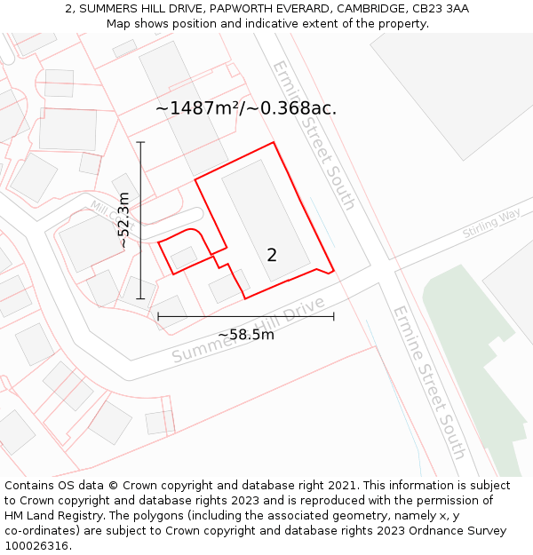 2, SUMMERS HILL DRIVE, PAPWORTH EVERARD, CAMBRIDGE, CB23 3AA: Plot and title map