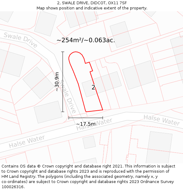 2, SWALE DRIVE, DIDCOT, OX11 7SF: Plot and title map