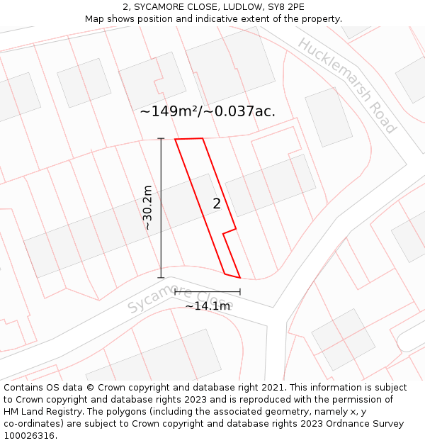 2, SYCAMORE CLOSE, LUDLOW, SY8 2PE: Plot and title map
