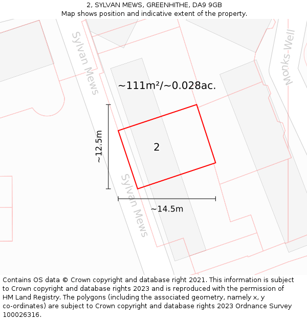 2, SYLVAN MEWS, GREENHITHE, DA9 9GB: Plot and title map