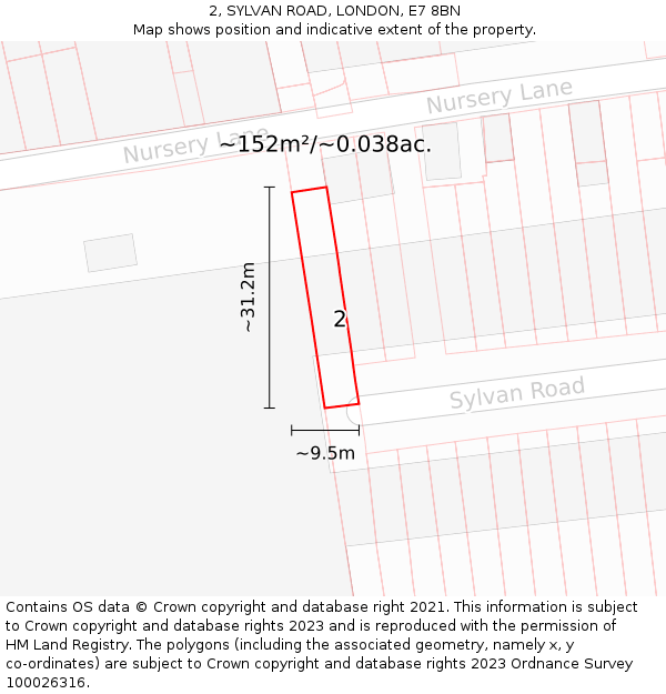 2, SYLVAN ROAD, LONDON, E7 8BN: Plot and title map