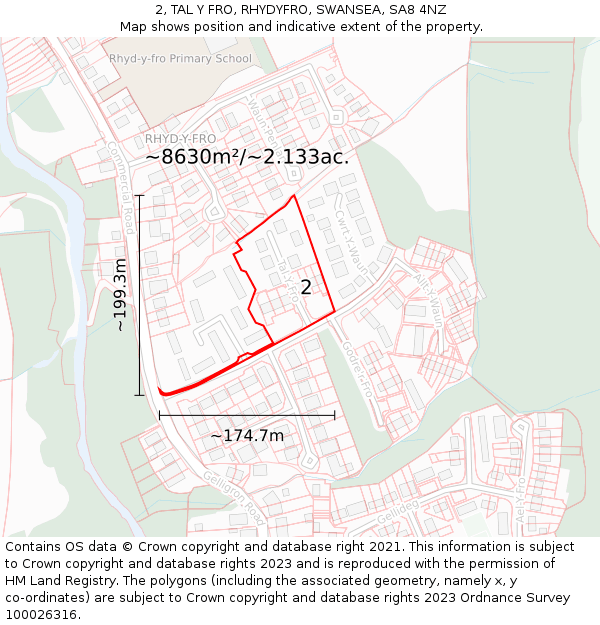 2, TAL Y FRO, RHYDYFRO, SWANSEA, SA8 4NZ: Plot and title map