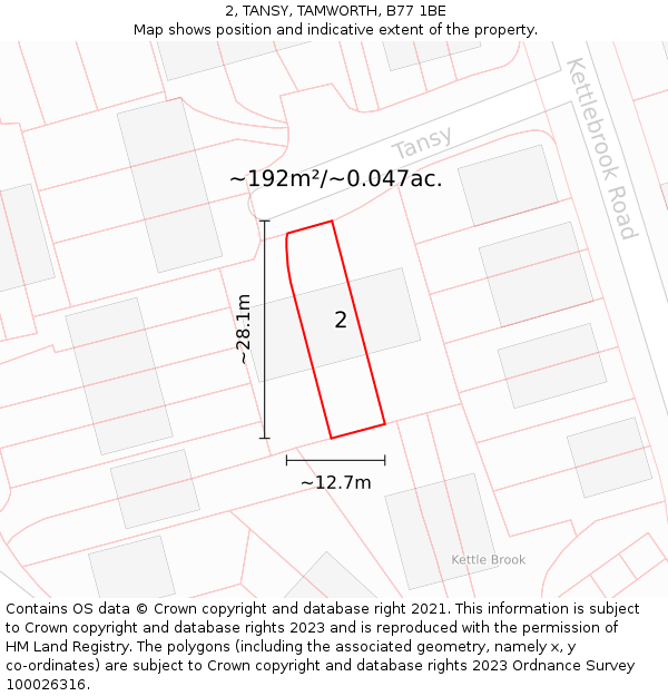 2, TANSY, TAMWORTH, B77 1BE: Plot and title map