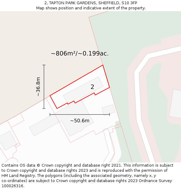 2, TAPTON PARK GARDENS, SHEFFIELD, S10 3FP: Plot and title map
