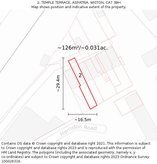 2, TEMPLE TERRACE, ASPATRIA, WIGTON, CA7 3BH: Plot and title map