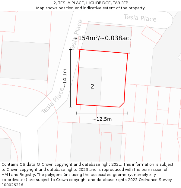 2, TESLA PLACE, HIGHBRIDGE, TA9 3FP: Plot and title map