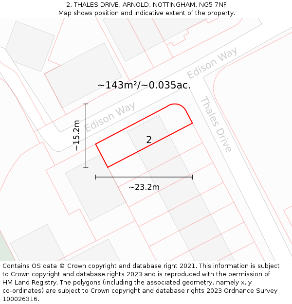 2, THALES DRIVE, ARNOLD, NOTTINGHAM, NG5 7NF: Plot and title map