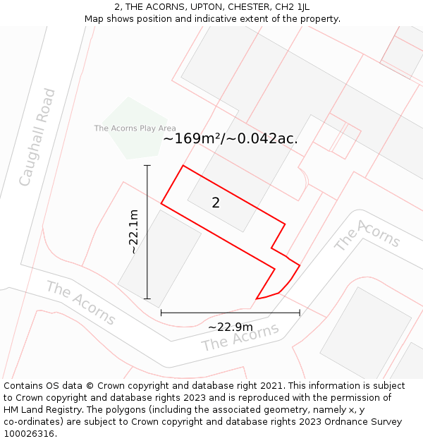 2, THE ACORNS, UPTON, CHESTER, CH2 1JL: Plot and title map